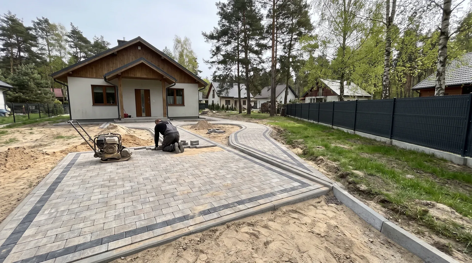 Dom nad Zalewem Zegrzyńskim w Nieporęcie z podjazdem z szarej kostki