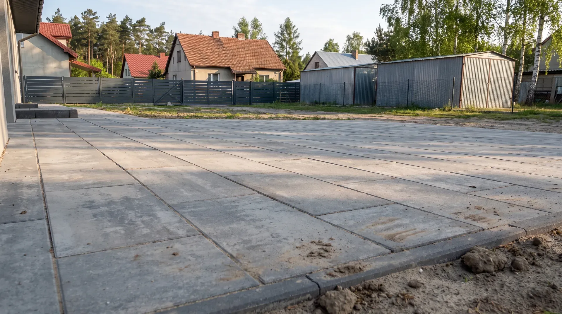 Parking z kostki brukowej przy hali magazynowej w Ożarowie Mazowieckim