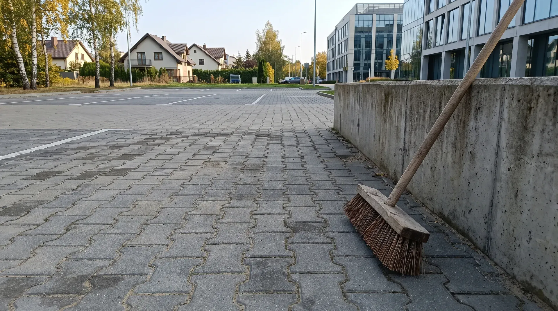 Parking z kostki przy budynku biurowo-magazynowym we Włochach w Warszawie